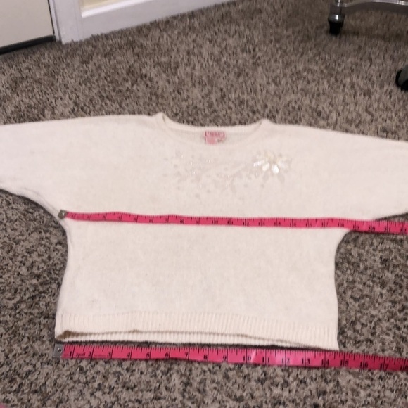 Vintage Pronto Moda Sweater Size Small Cream Sequin Beaded Dolman Sleeve - Picture 10 of 12